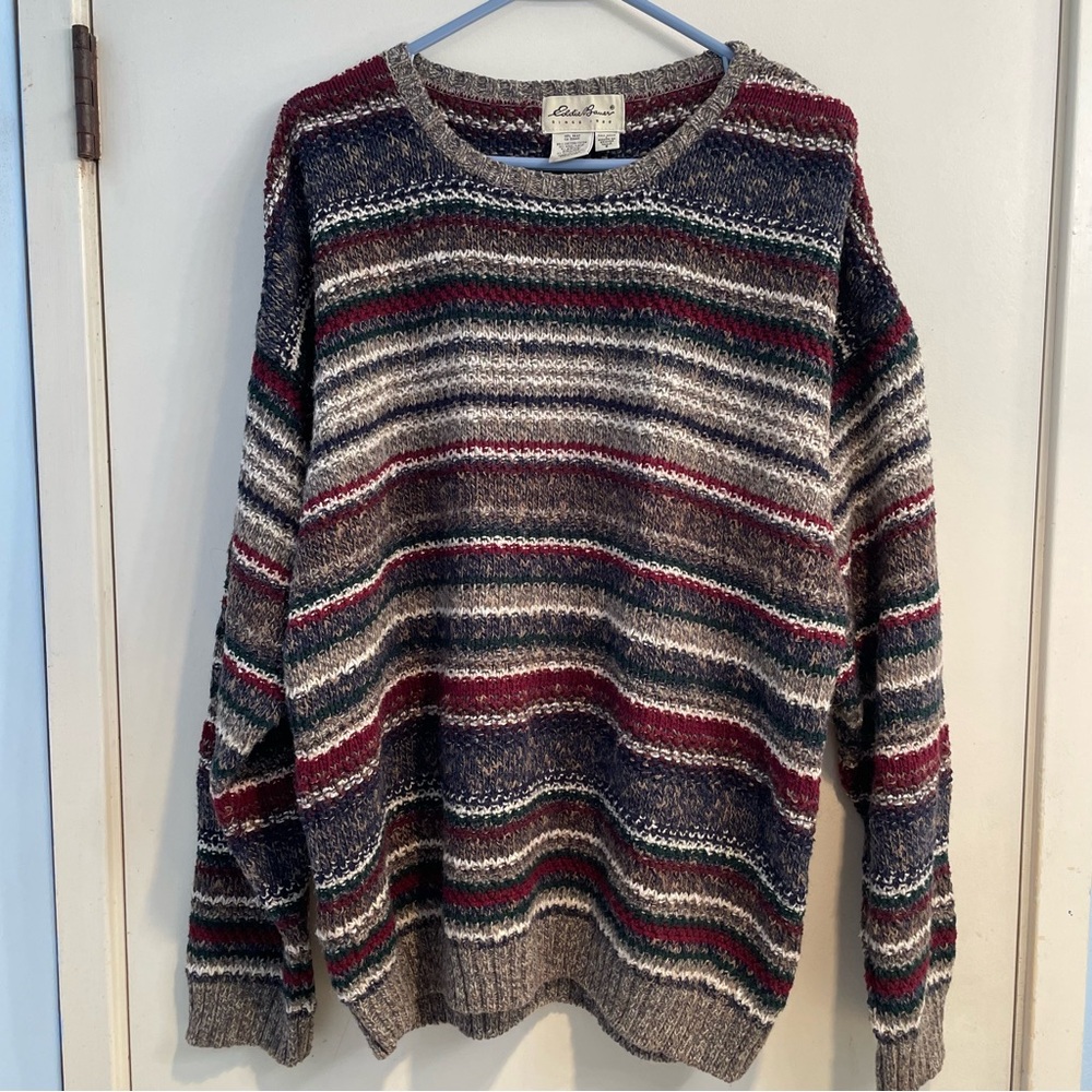 Vintage Eddie Bauer Knit Sweater Large Multicolor Made in USA